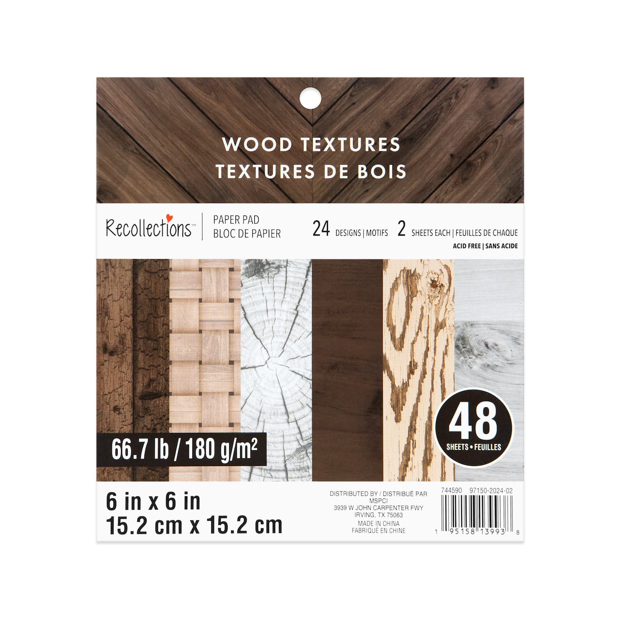 12 Pack: 6" x 6" Wood Textures Paper Pad by Recollections™